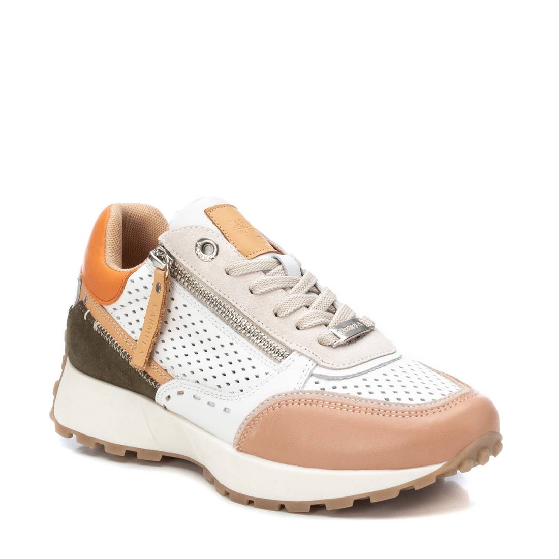 Carmela 16069804 baskets femme vert cuir semelle dentée
