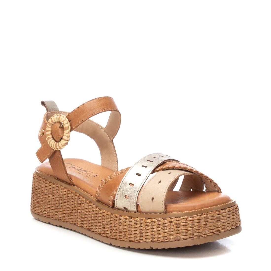 Carmela 16235201 sandale compensée cuir camel