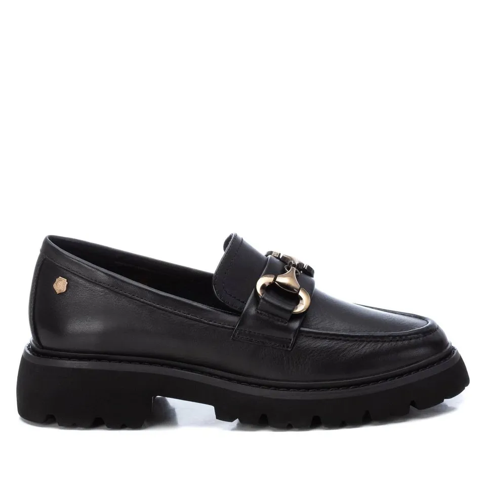 Carmela 16187201 mocassin femme cuir noir chaîne