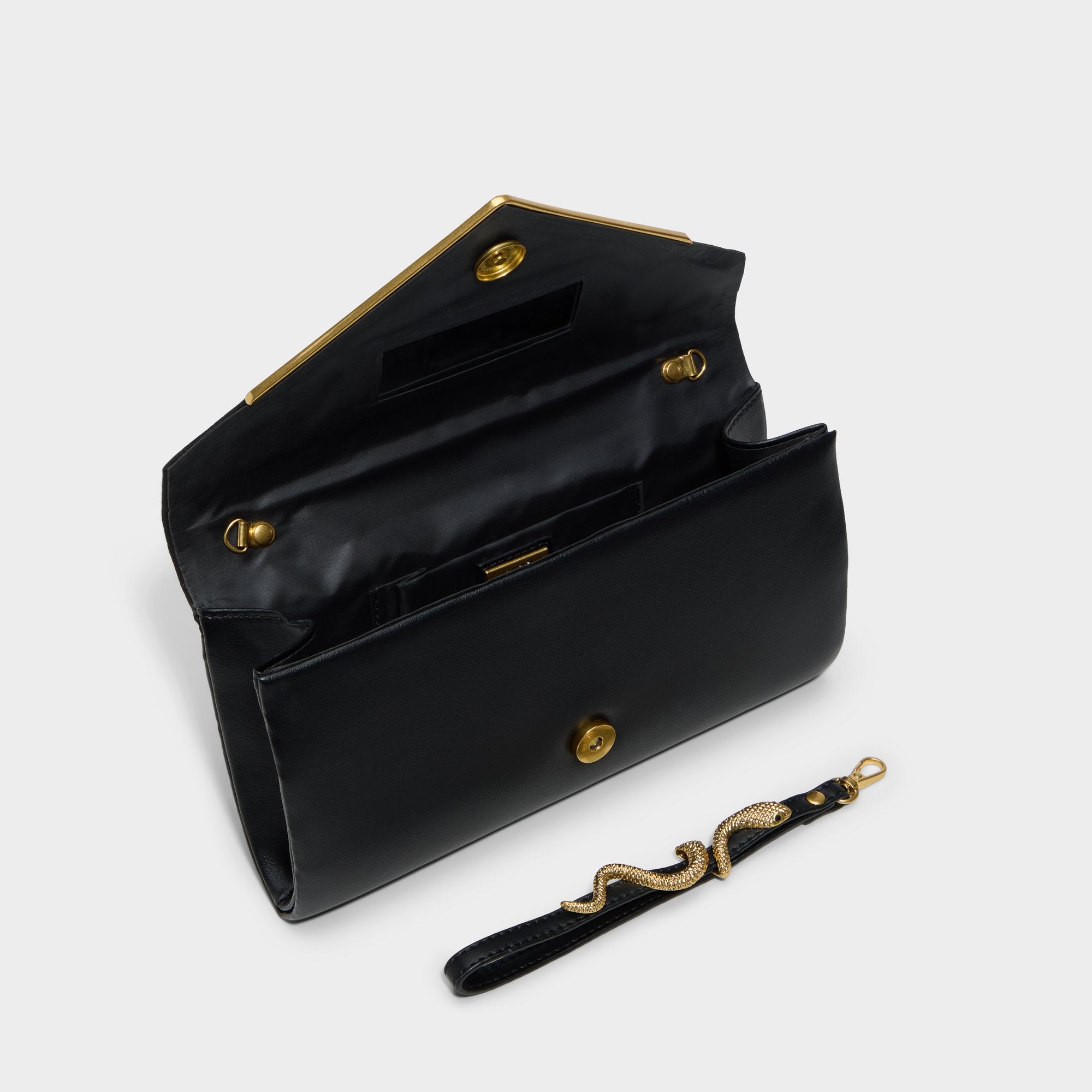 ALDO Serpantee pochette noire chaîne dorée