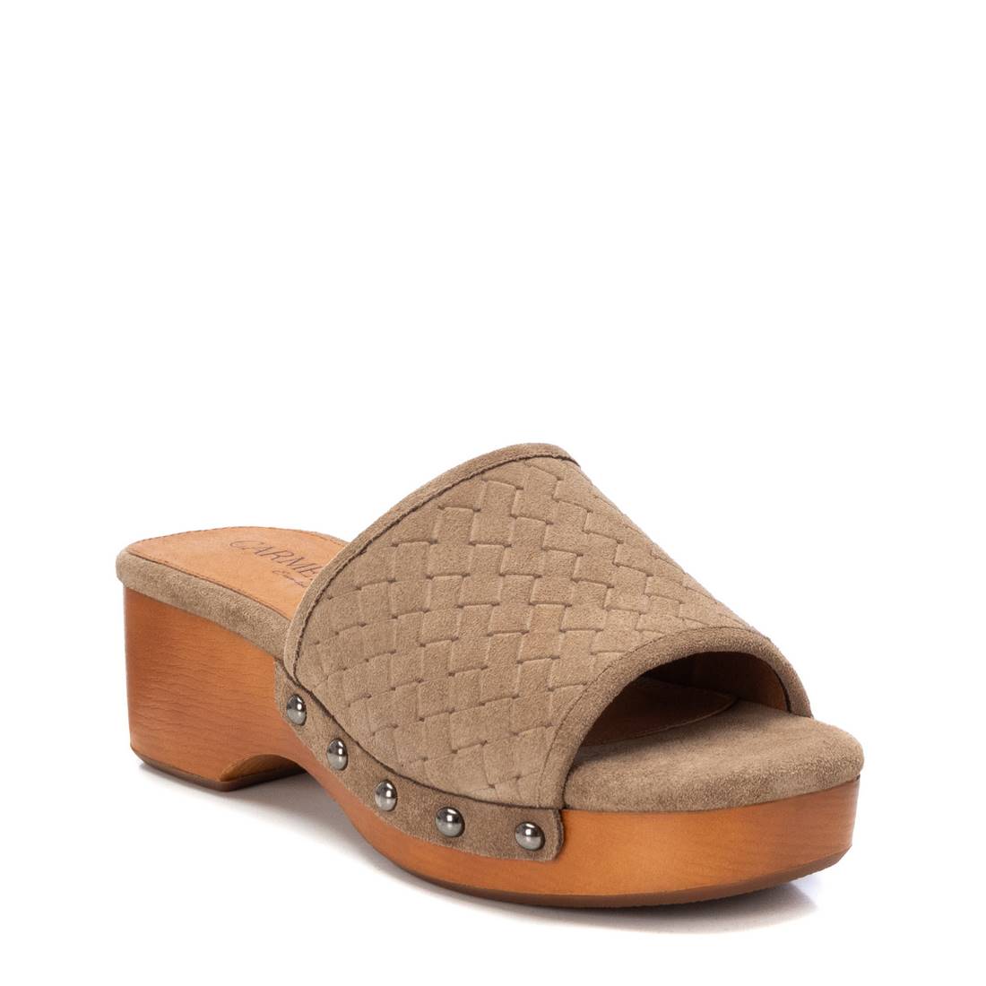 Carmela 16063501 sabots femme cuir marron gravé