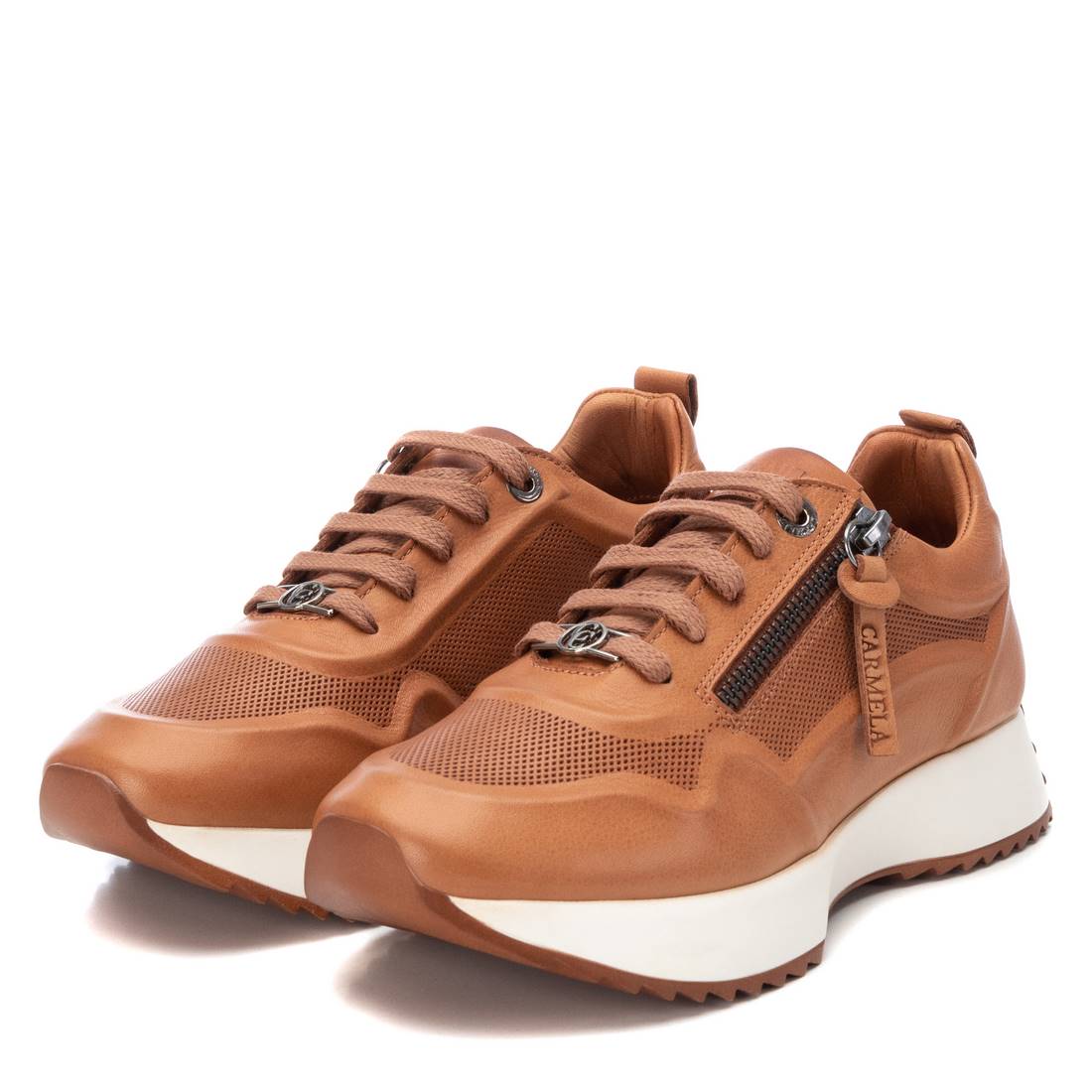 Carmela 16067003 basket femme marron cuir plat