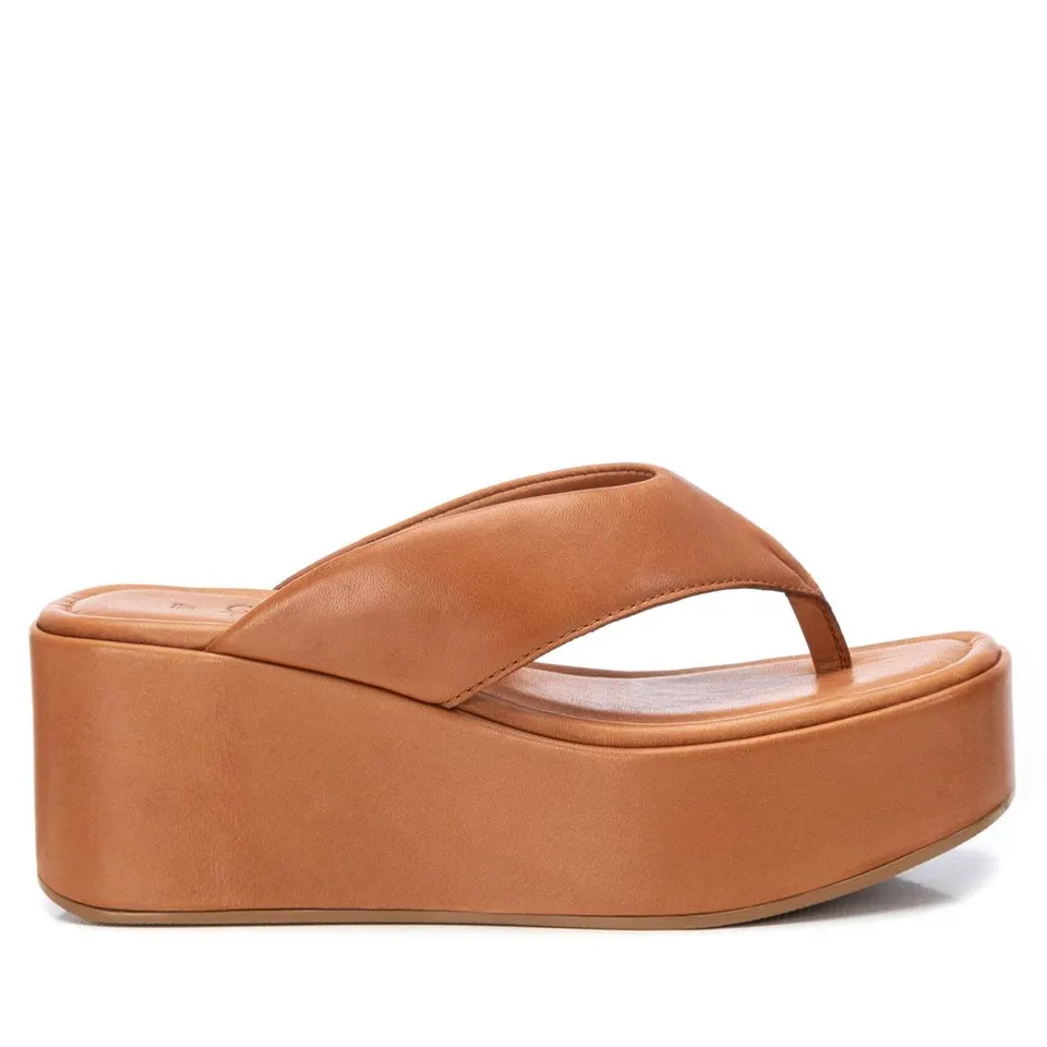 Carmela 16081001 sandales cuir marron compensées 7 cm