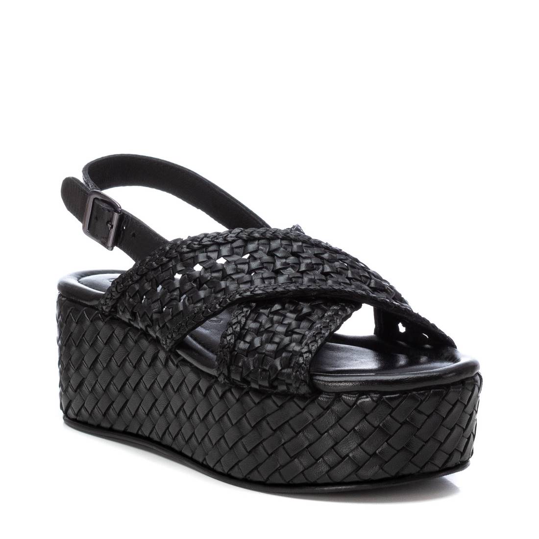 Carmela 16163806 sandale femme noire cuir compensée 7 cm