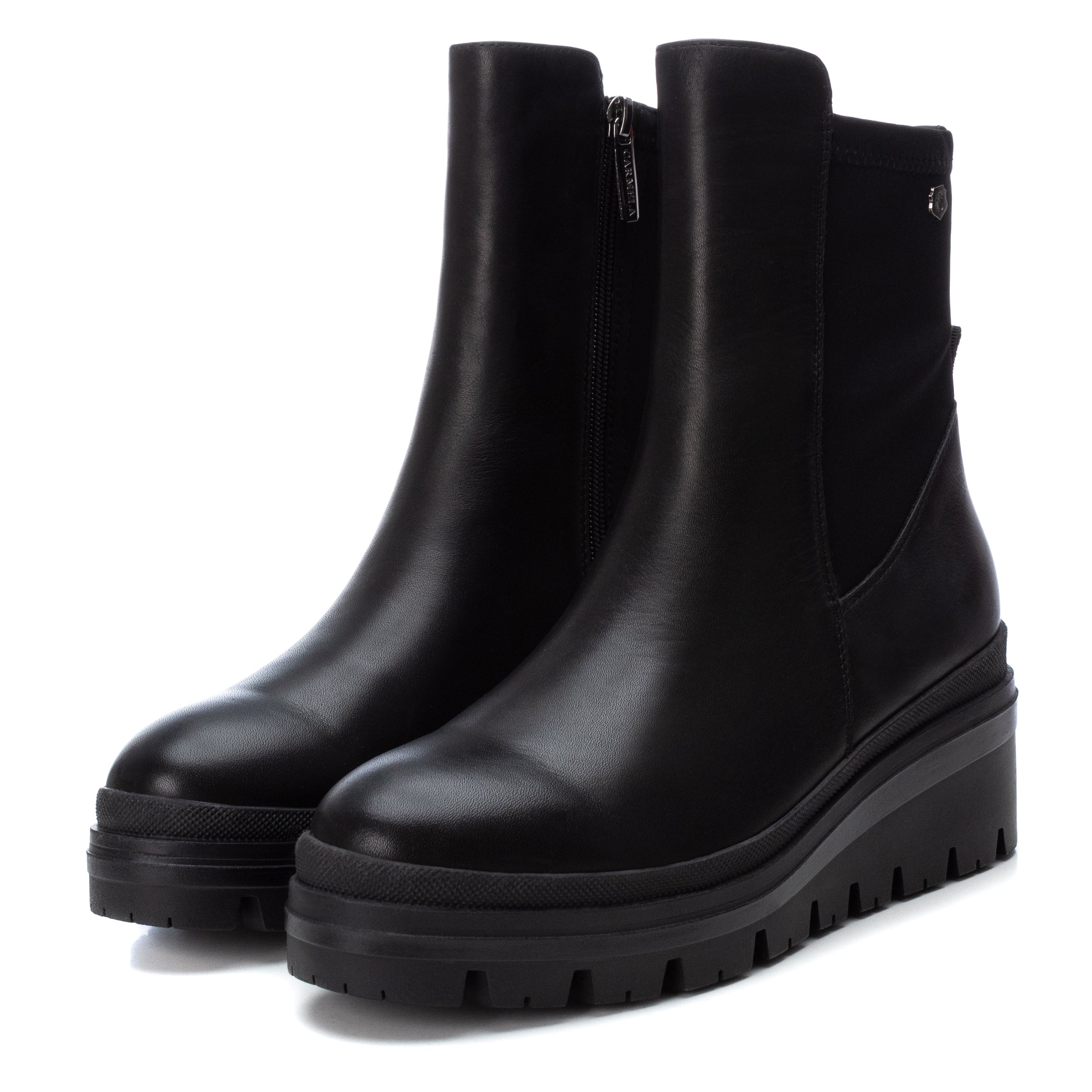 Carmela 16022901 bottines femme noir cuir compensé 6 cm
