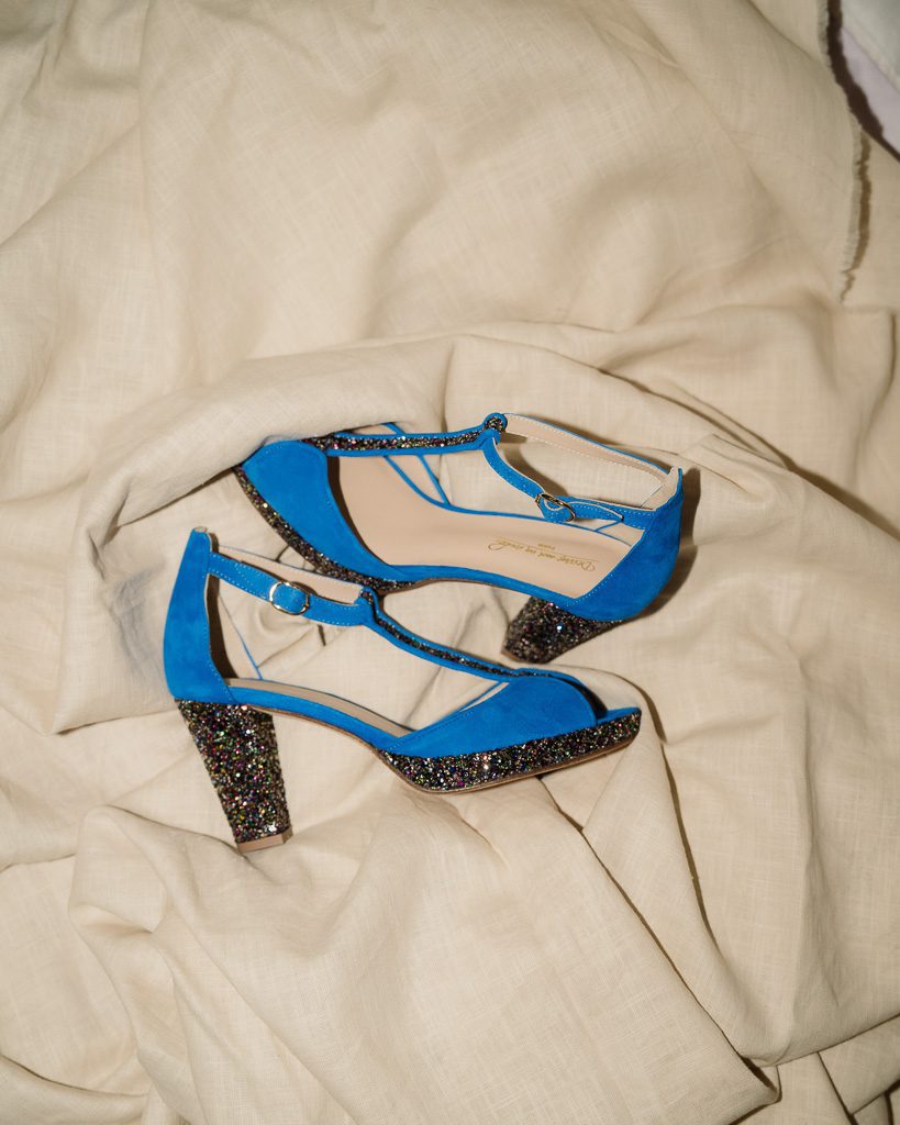 Dessine Moi Un Soulier Charlotte plateforme velours bleu sandales 39