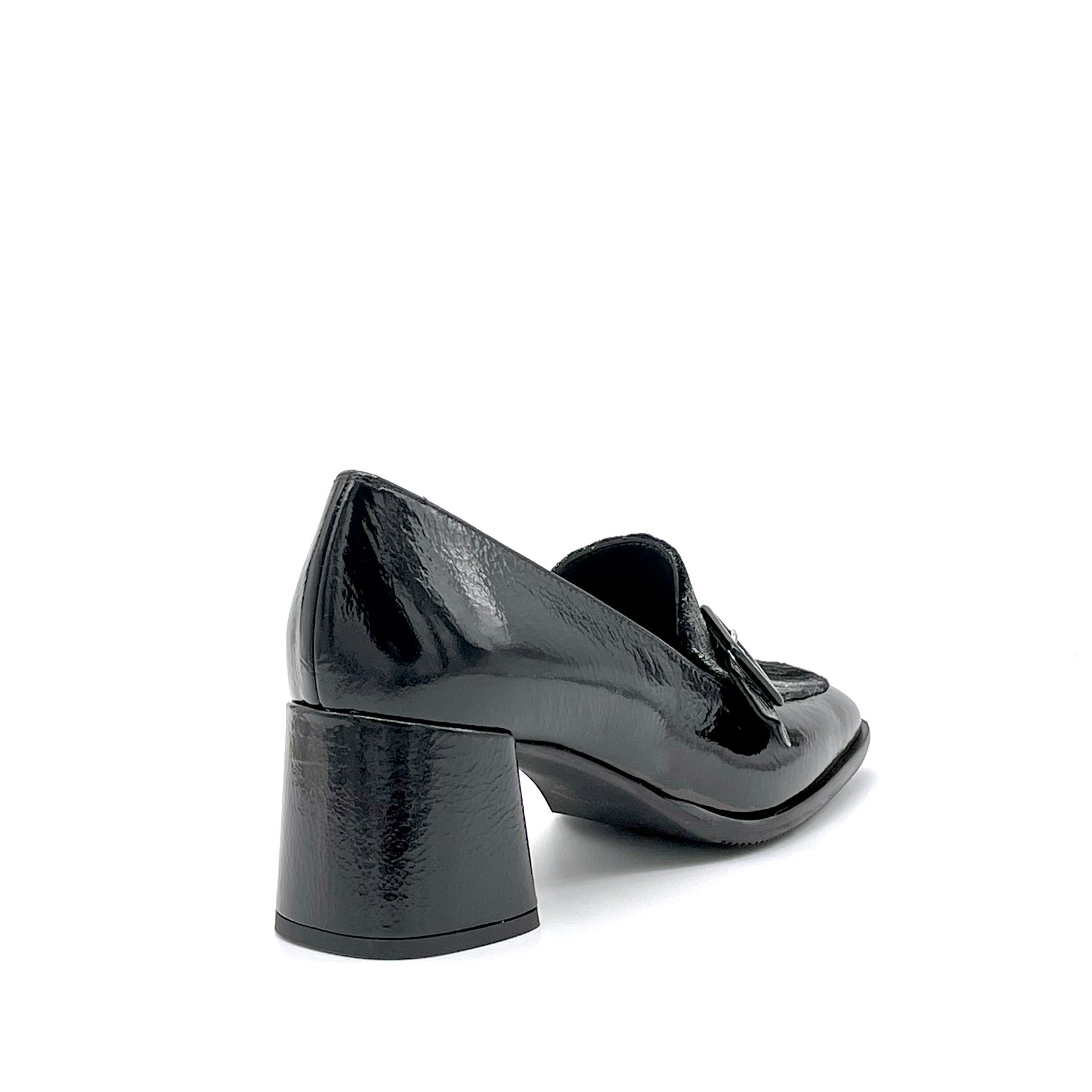 ELATA 55524 mocassins vernis froissé velours noir 5,5 cm