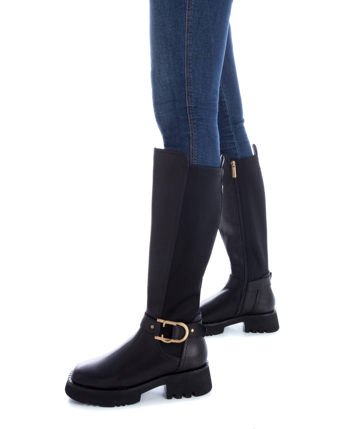 Carmela 16116501 botte cuir noir cavalière plate