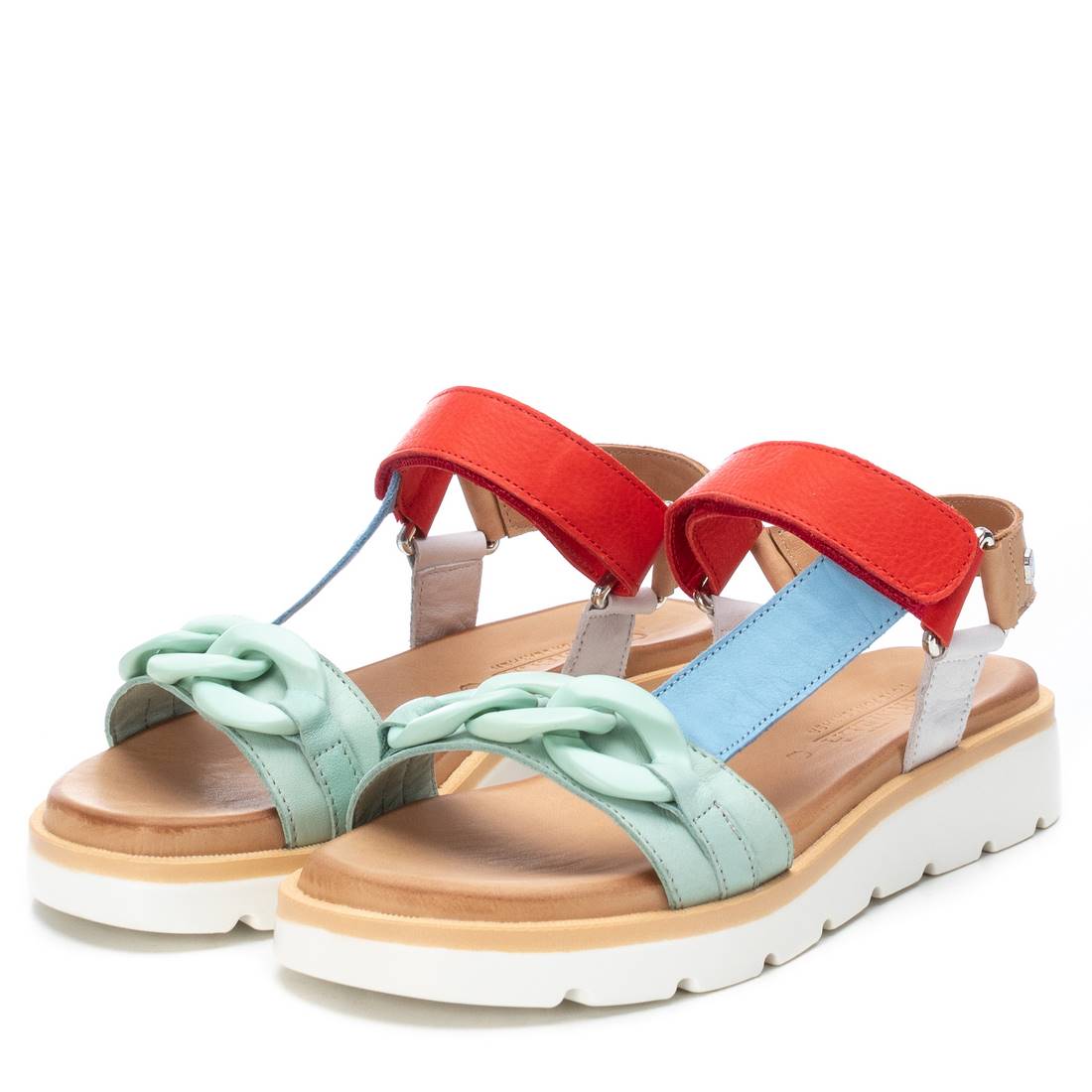 Carmela 16081403 sandale femme rouge cuir velcro