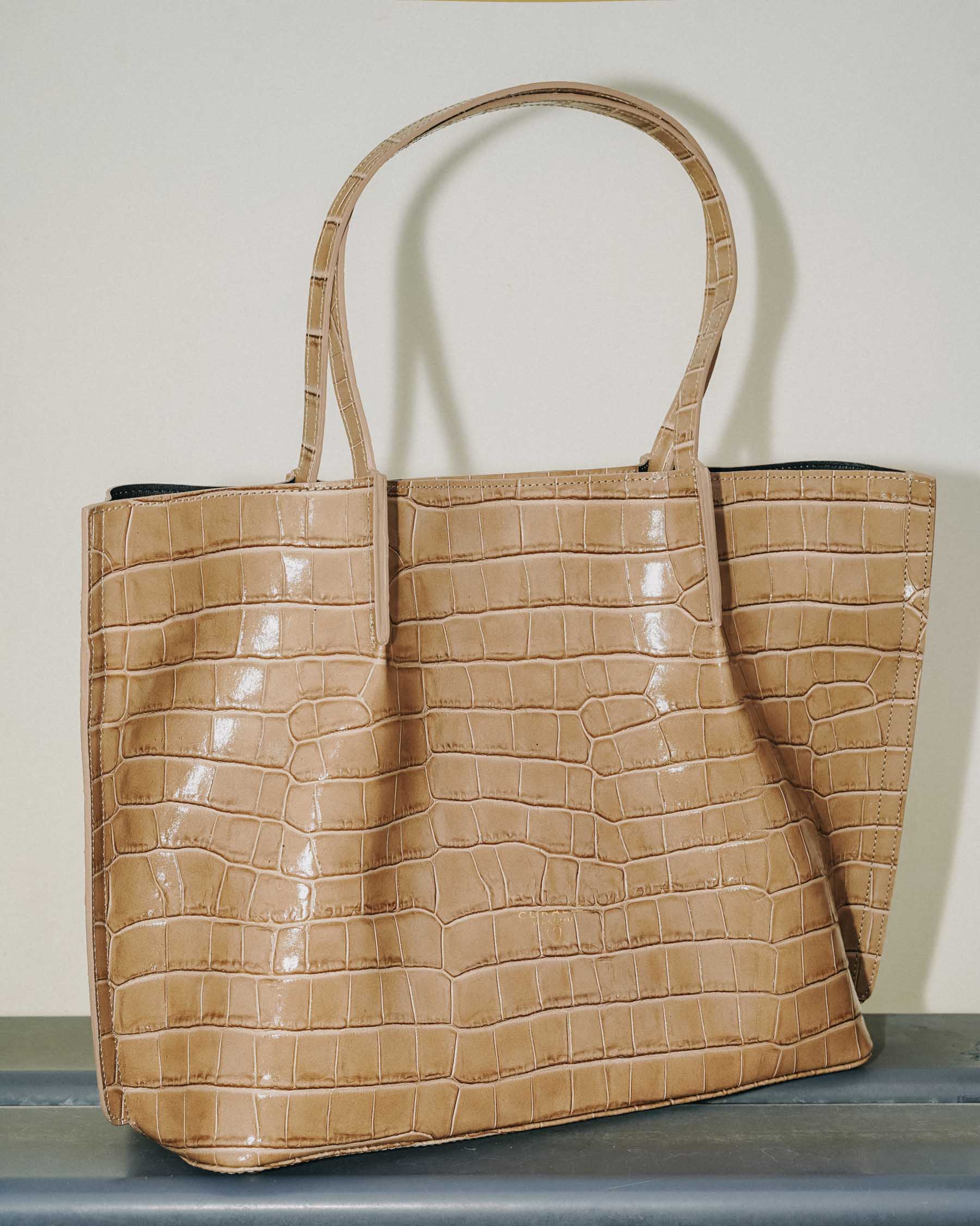 Coralie Masson Malcolm sac cabas cuir beige croco