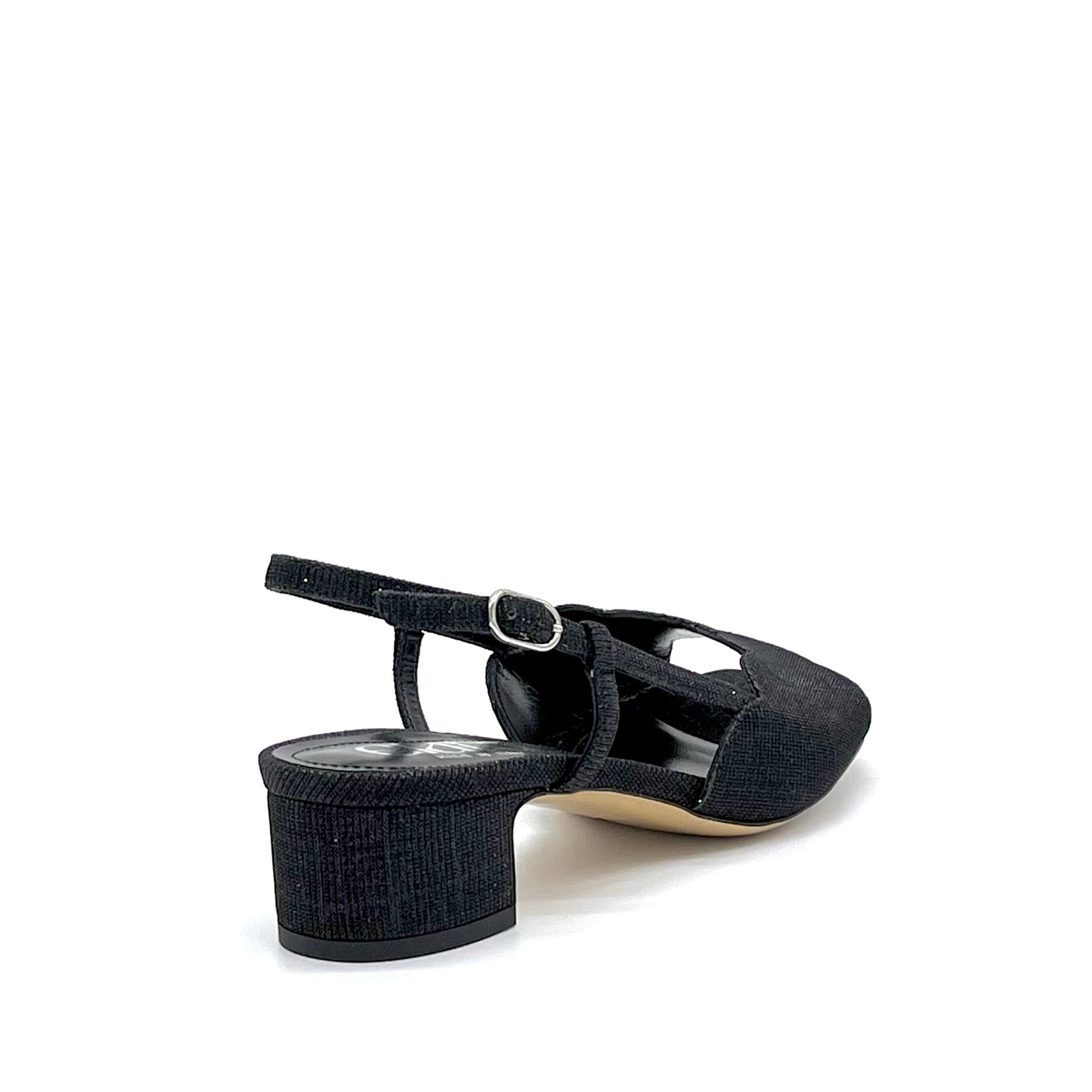 Elata 14131 sandales tissu laminé noir talon 3,5 cm
