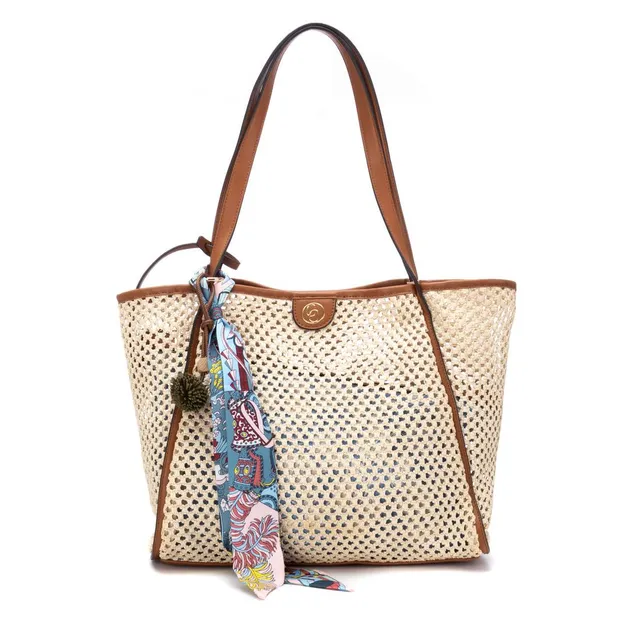 Carmela 18622302 sac épaule raphia marron 30x43cm