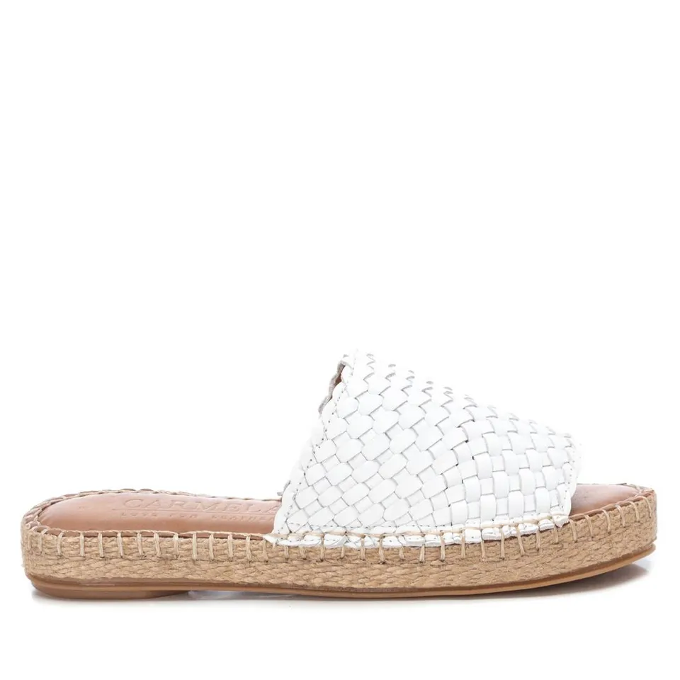 Carmela 16048704 sandales cuir blanc tressé espadrille