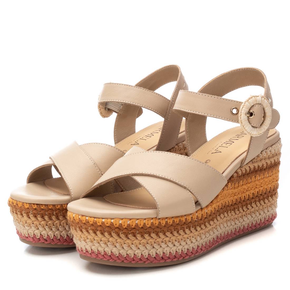 Carmela 16223806 sandale cuir beige compensée 8 cm