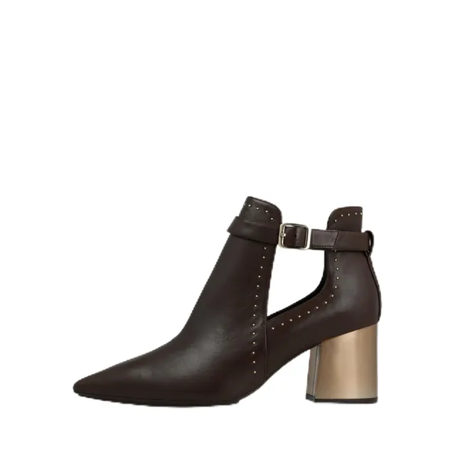 LODI Nutria bottines cuir marron talon stable