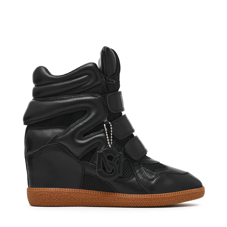 Steve Madden Mavis-LEA baskets cuir noir compensé 2,5 cm