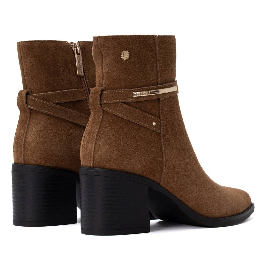 Carmela 16439803 bottine cuir velours camel talon