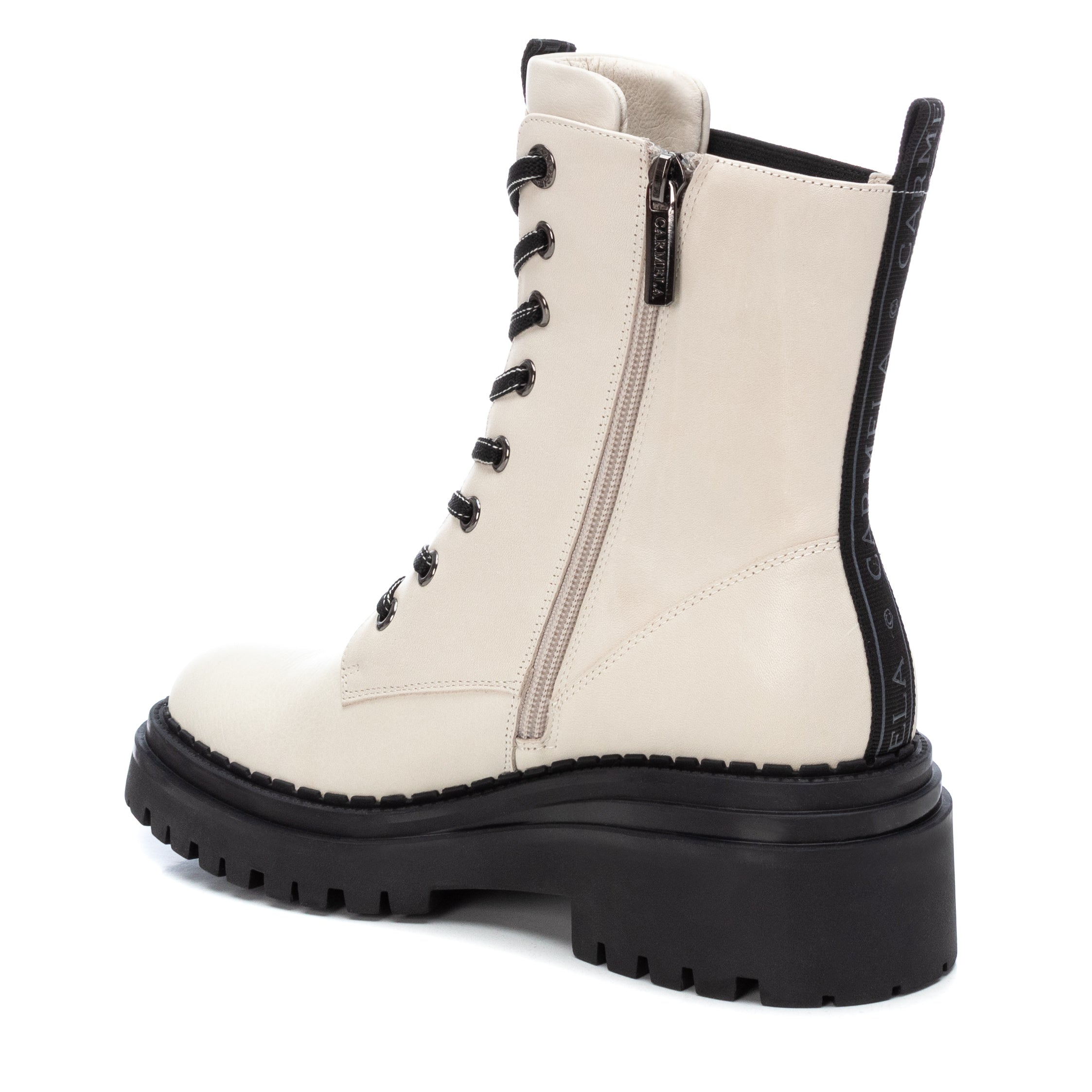 Carmela 16024302 bottine cuir blanc zip plat