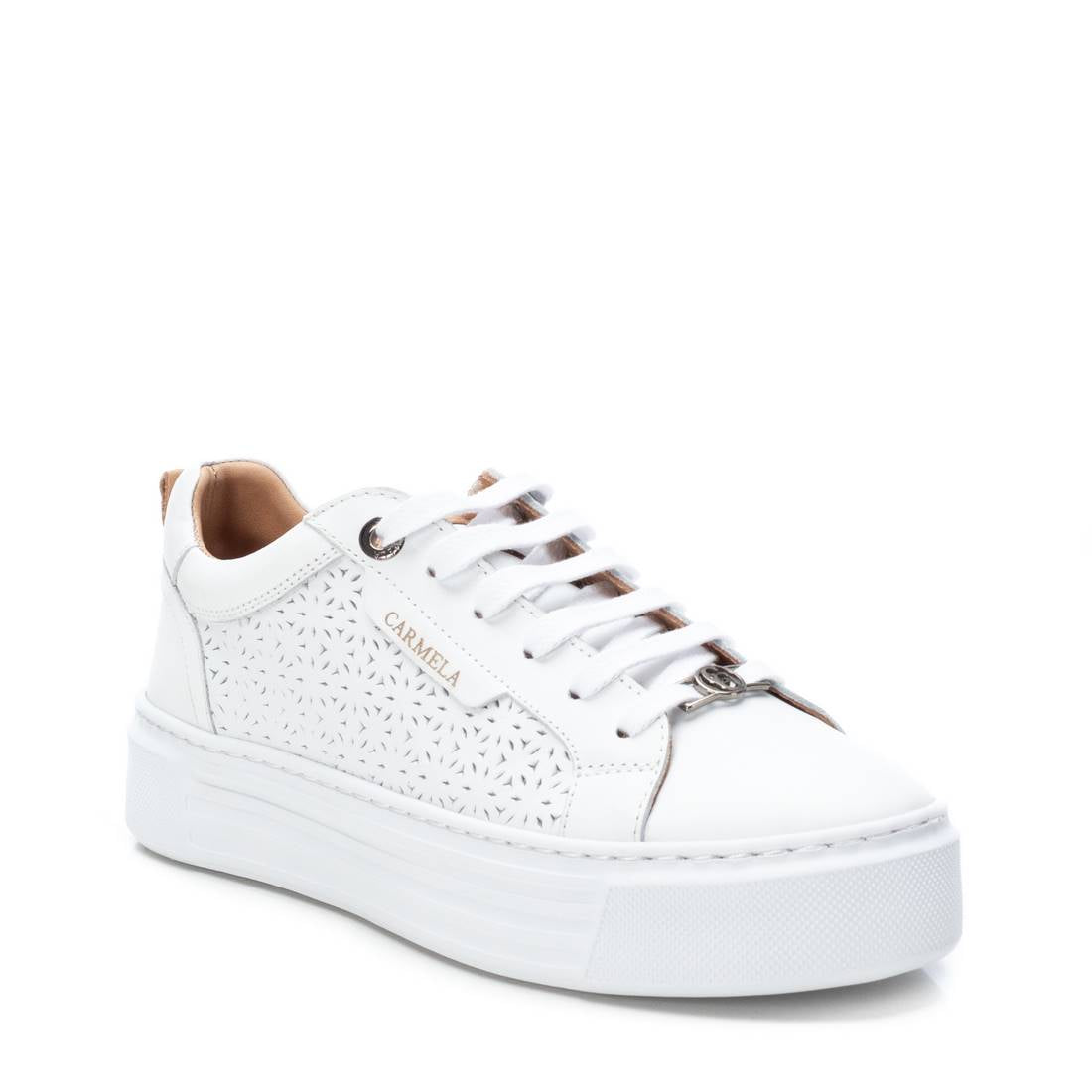 Carmela 16055804 basket cuir blanc ajouré