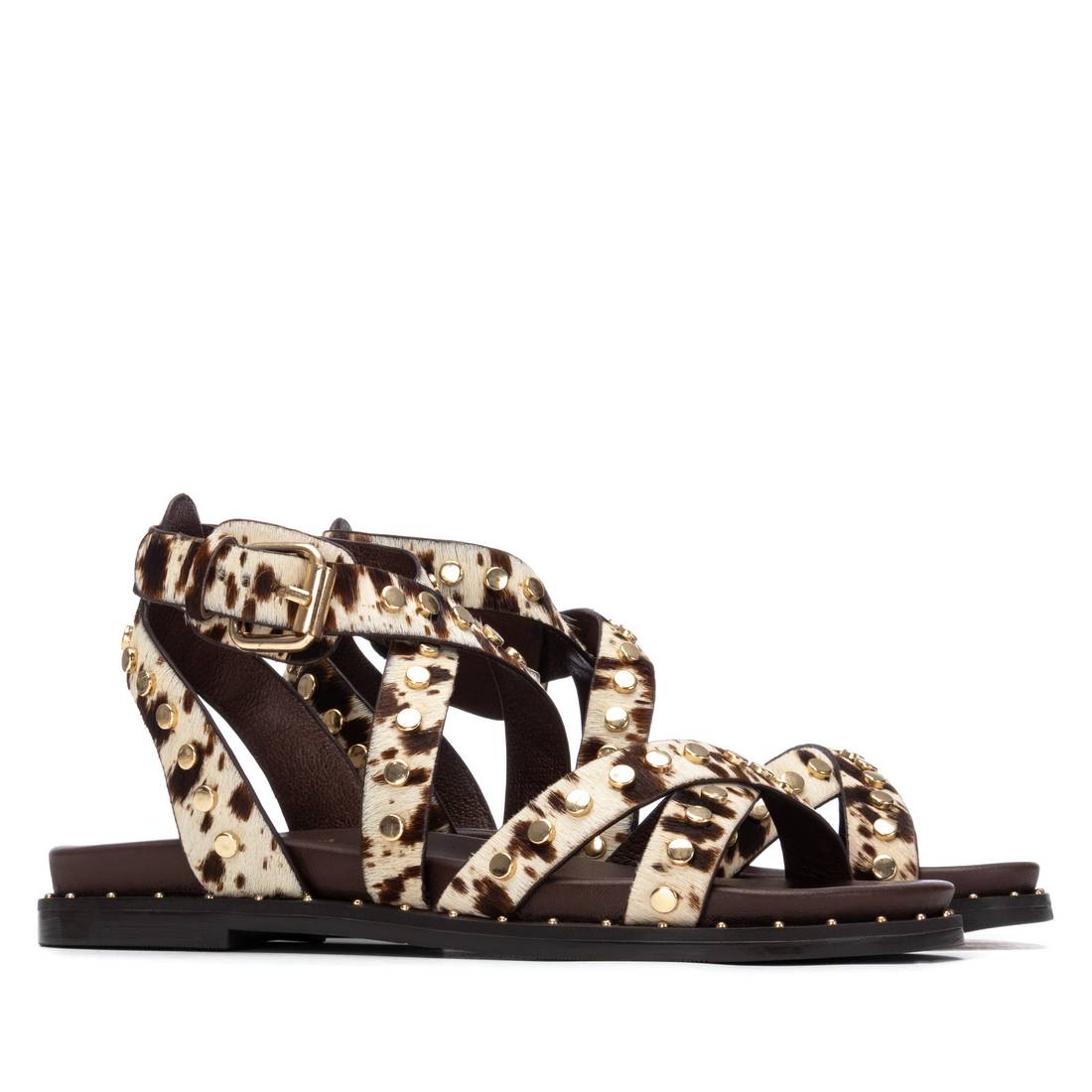 Carmela 16239309 sandale cuir imprimé cloutée plate