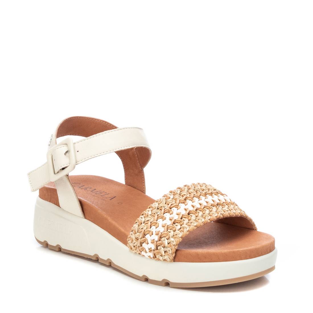 Carmela 16059003 sandale cuir marron plate