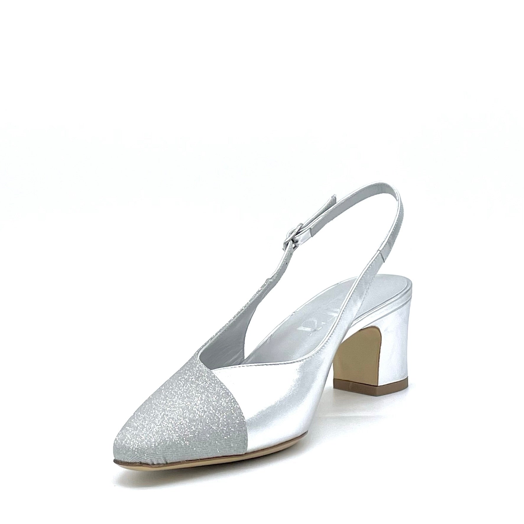 ELATA 15119 slingback laminé argent glitter talon 5,5 cm