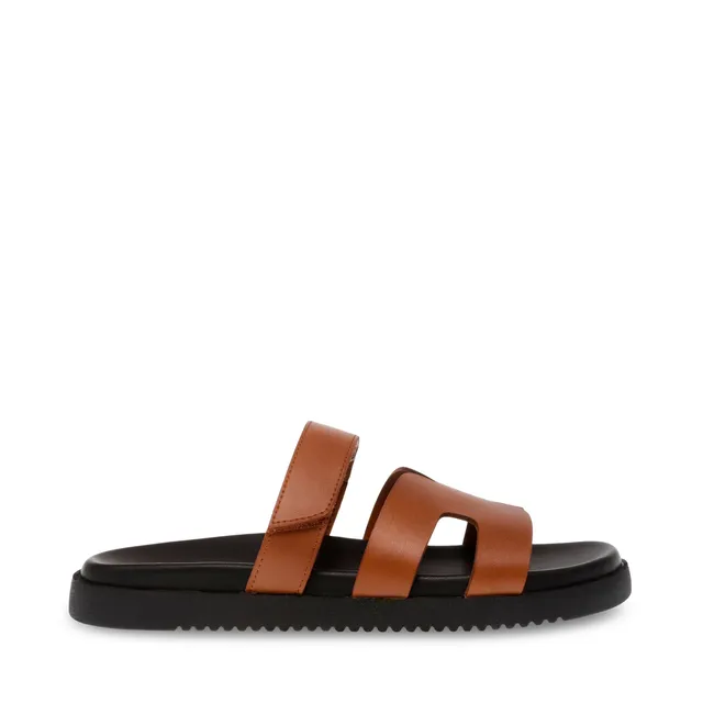Steve Madden Missile-E sandale cuir cognac plate