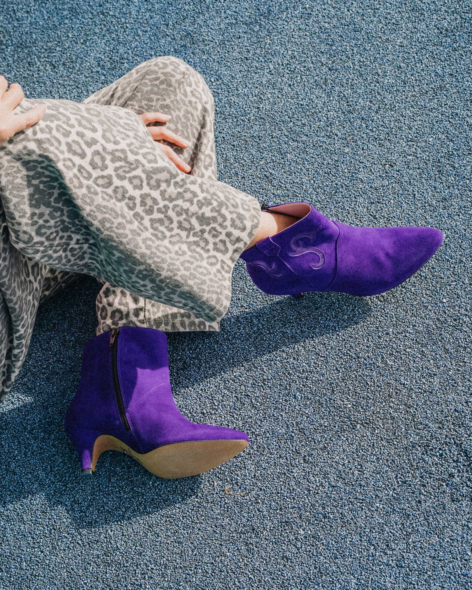 Coralie Masson Darla bottines cuir violet 5 cm