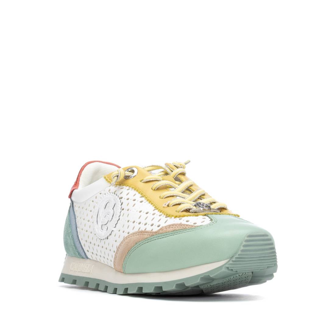 Carmela 16311304 basket femme aqua cuir perforé lacets