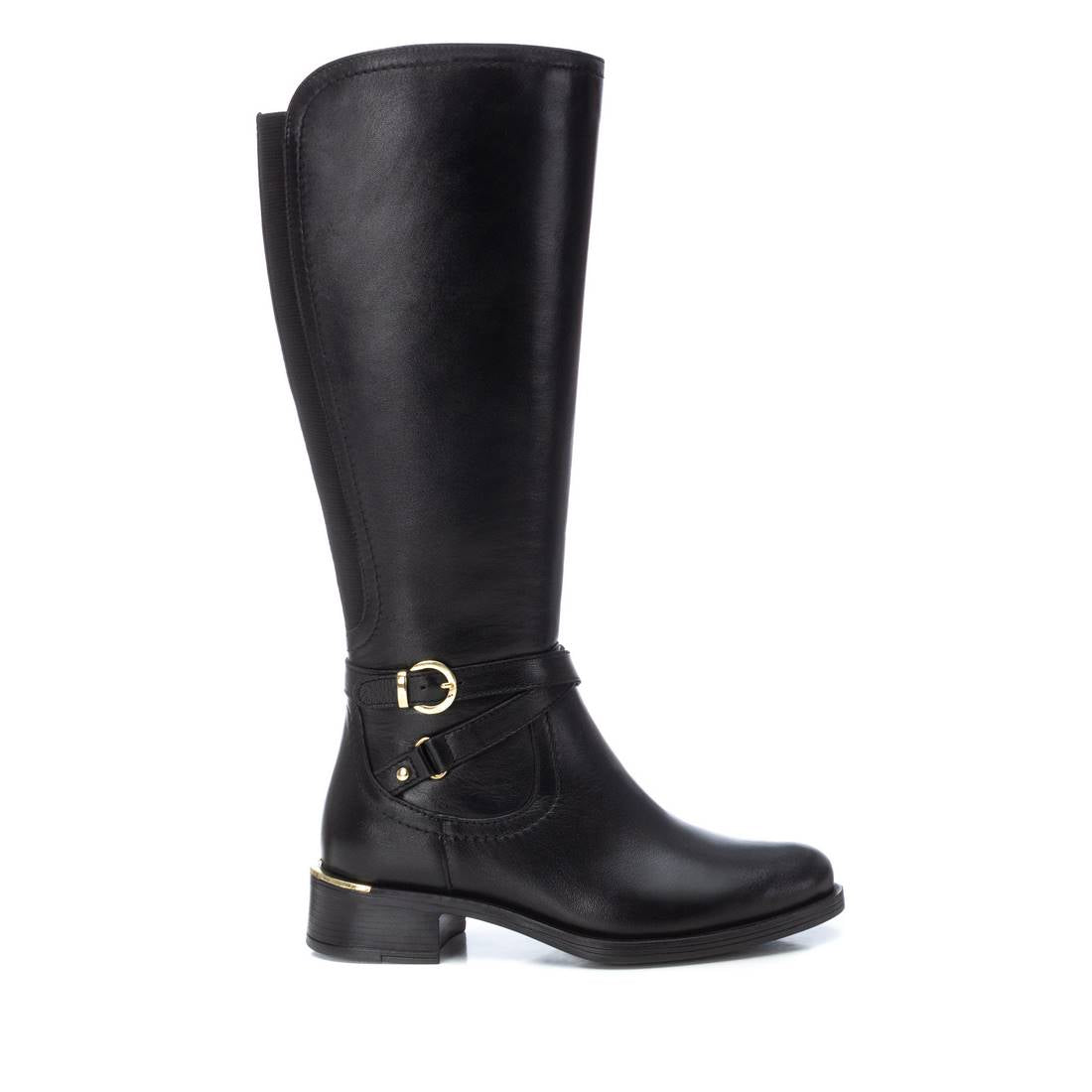 Carmela 16202001 botte motarde cuir noir talon bas