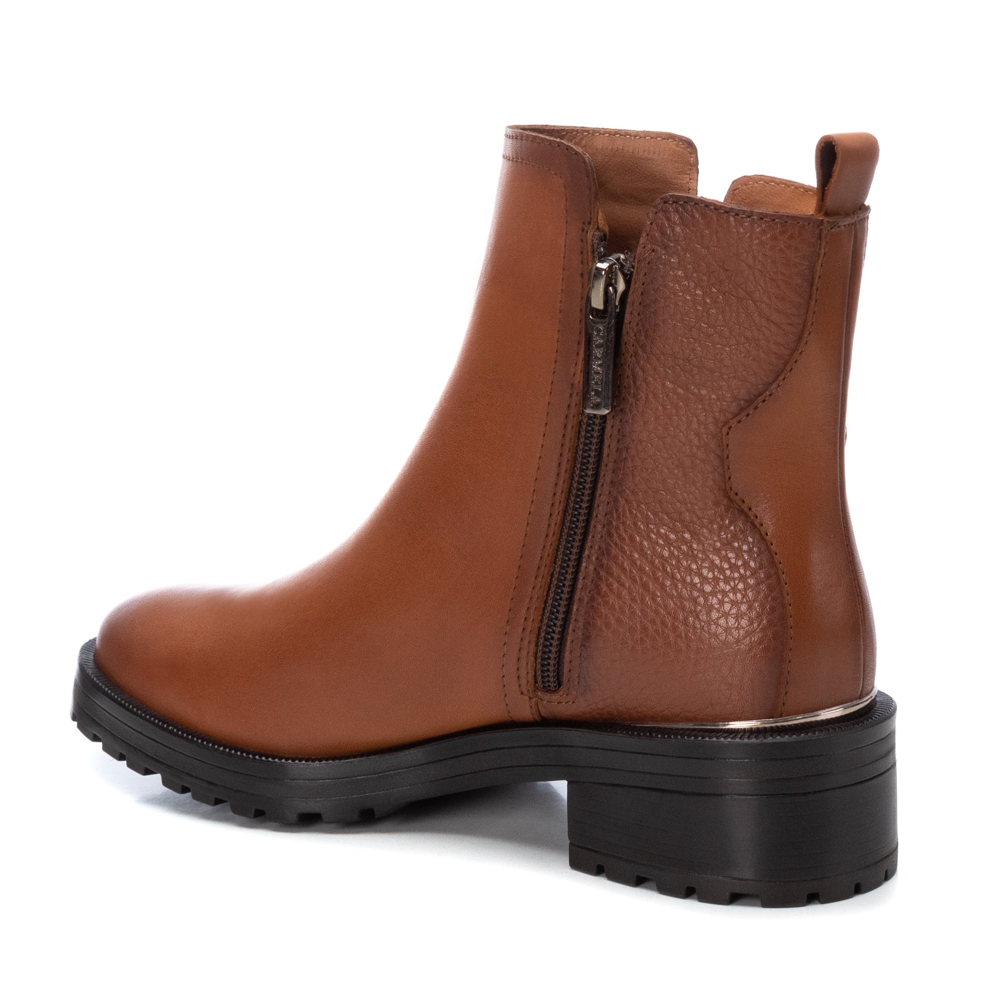 Carmela 16027702 bottine plate cuir marron zip