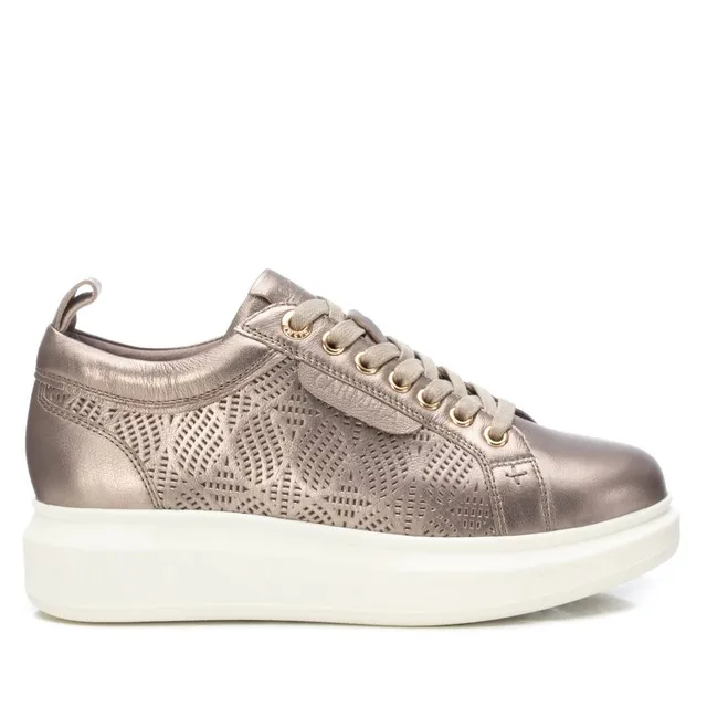 Carmela 16143804 baskets cuir gris métallisé ajouré
