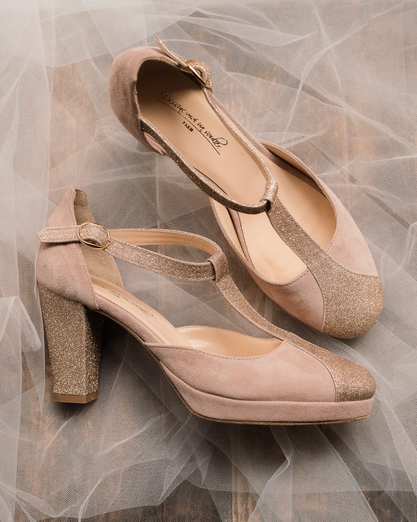 Dessine Moi Un Soulier Salomé salomés velours rose poudré
