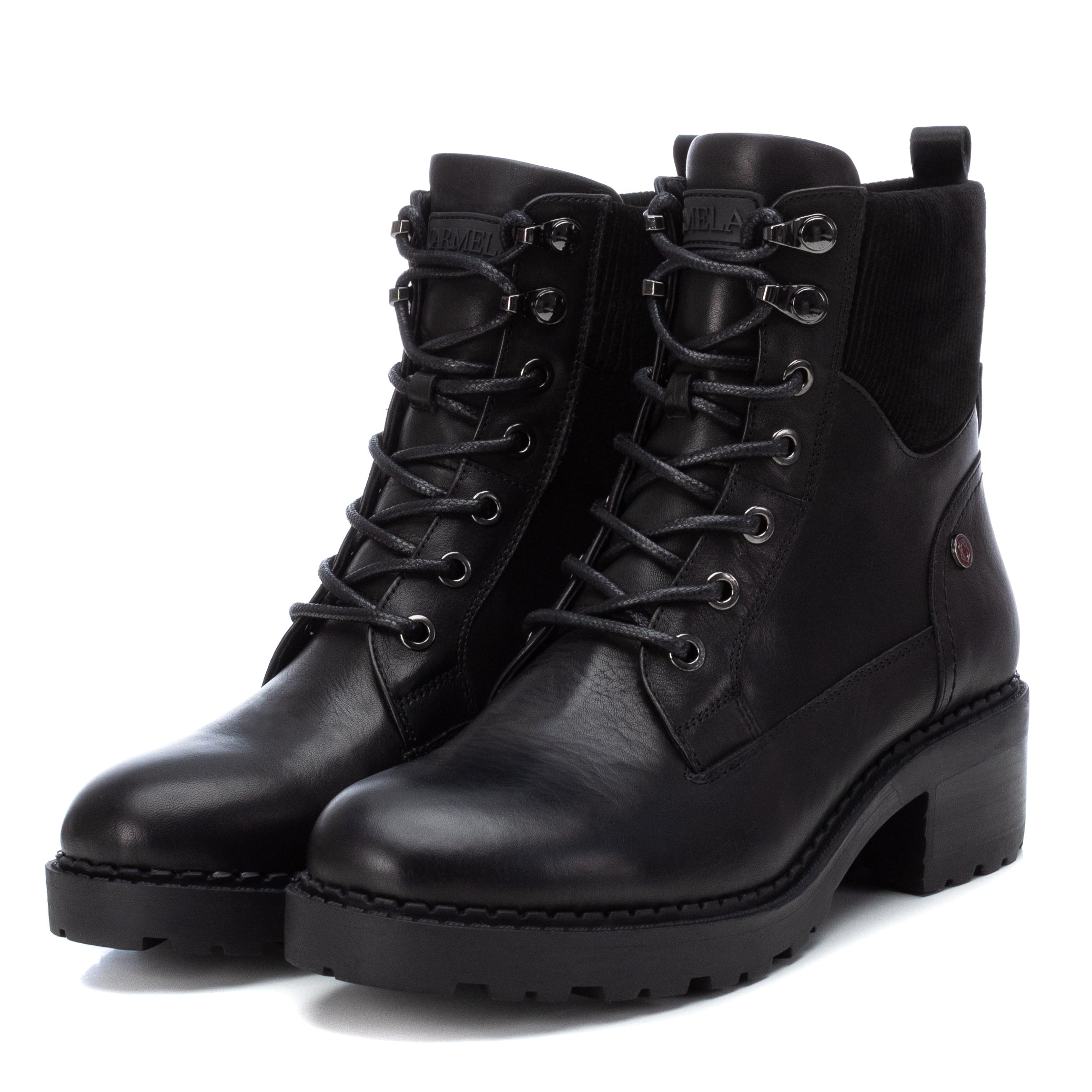 Carmela 16019901 bottines femme noir cuir plates lacets
