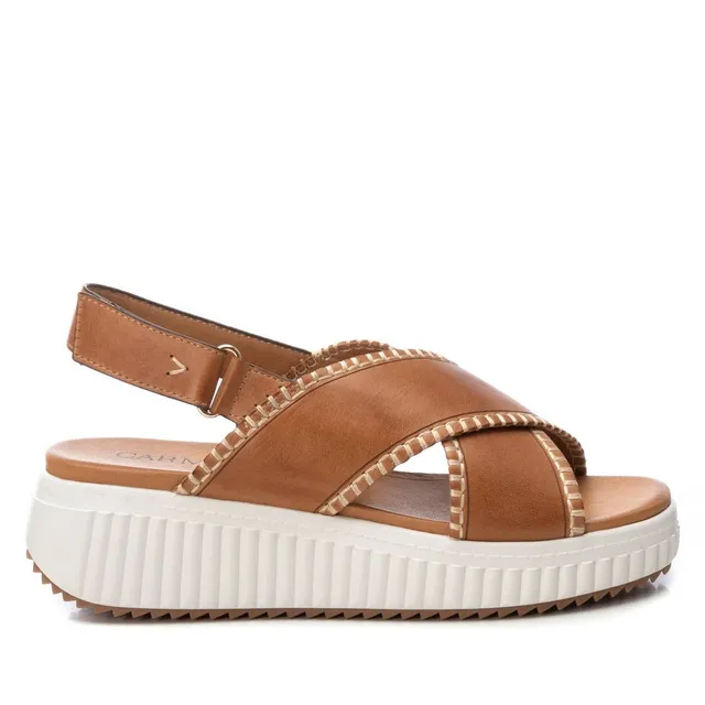 Carmela 16224401 sandales cuir camel plates