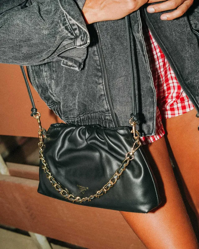 Coralie Masson Lois sac main cuir lisse noir souple