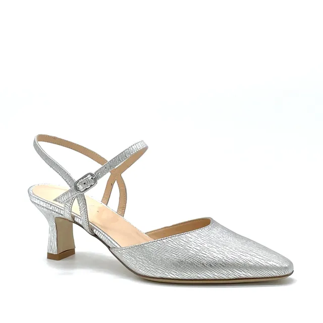 Elata 13168 slingbacks cuir argenté talon 5,5 cm