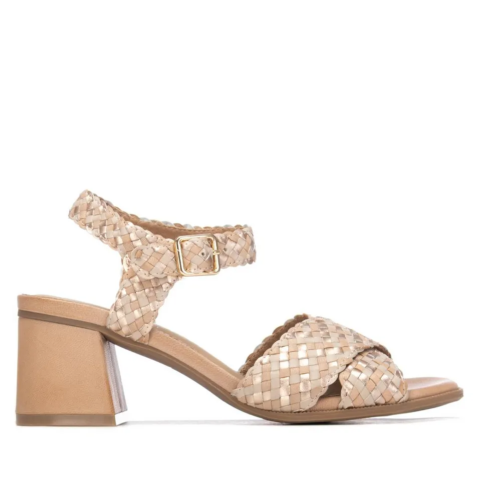 Carmela 16322204 sandale talon cuir tressé beige