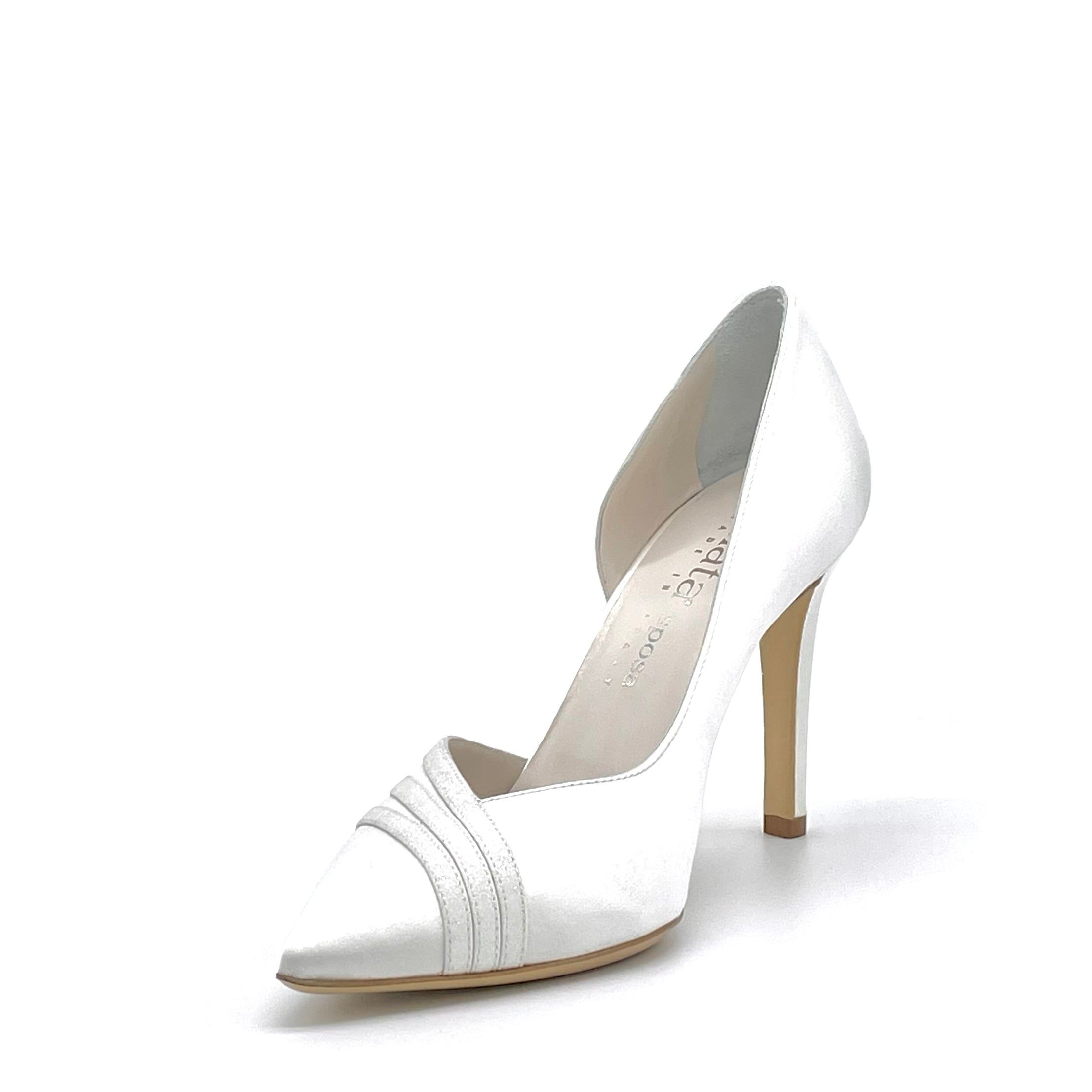 Elata S2442 escarpins satin blanc mariée 9,5 cm