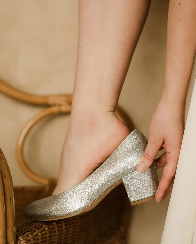 Dessine Moi Un Soulier escarpin fine paillette argent 39,5 brillant