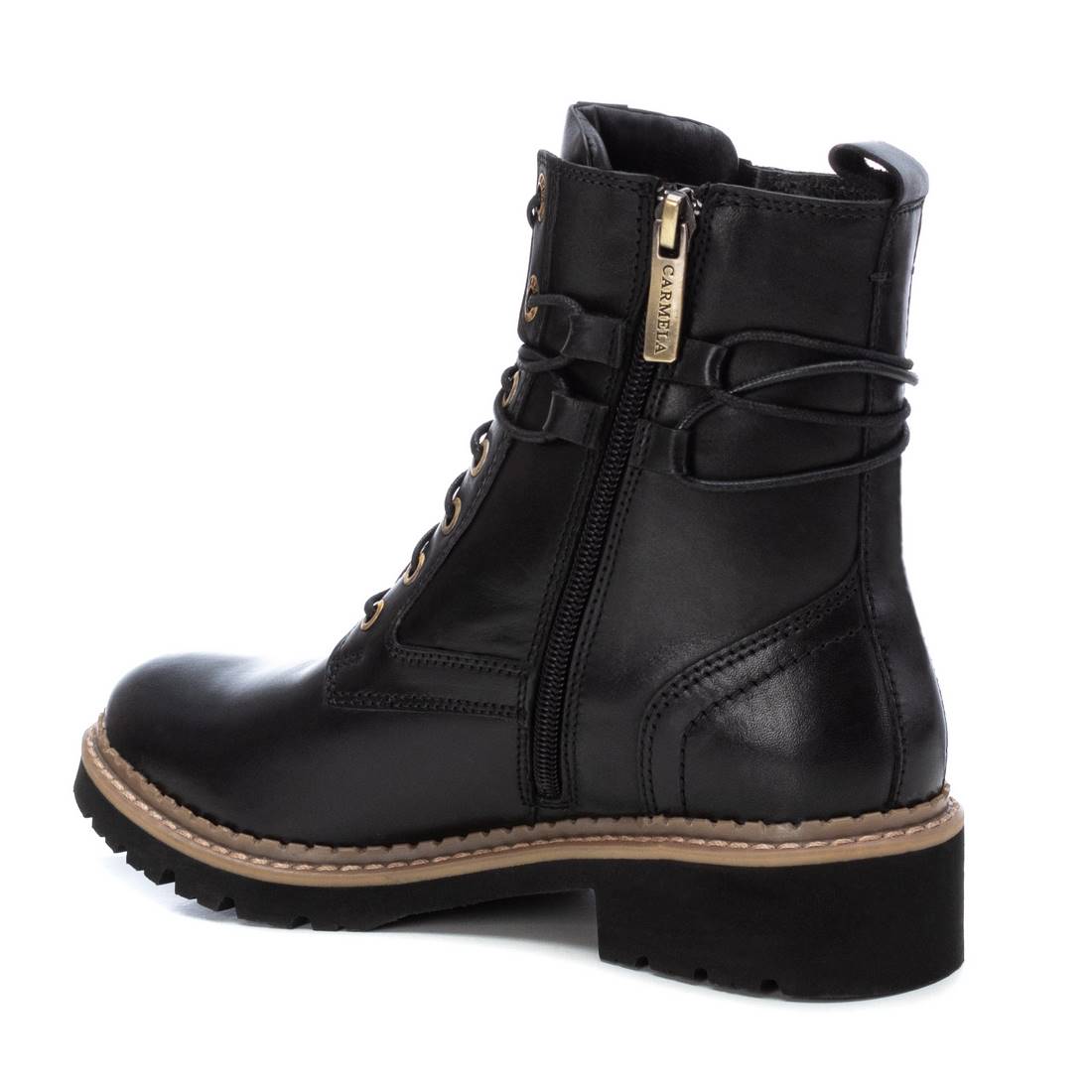 Carmela 16102801 bottine cuir noir lacets militaire
