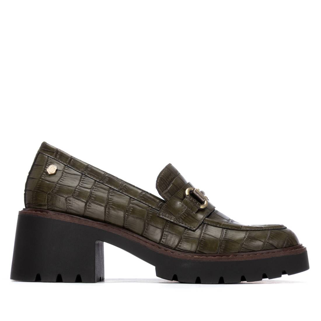Carmela 16256603 mocassins talon kaki effet croco