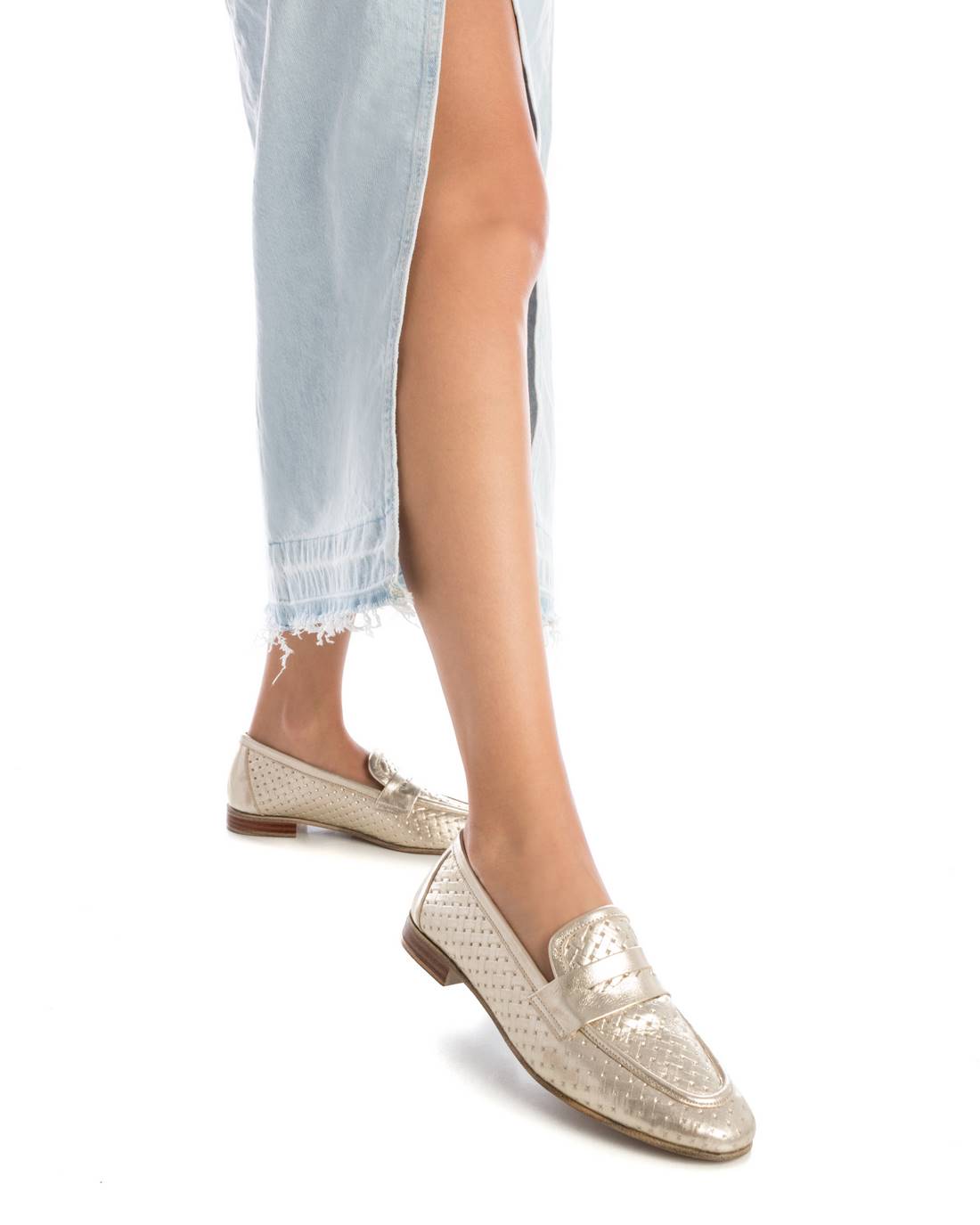 Carmela 16155804 mocassins cuir doré tressé