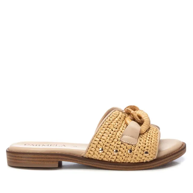 Carmela 16237003 mule femme plate beige raphia