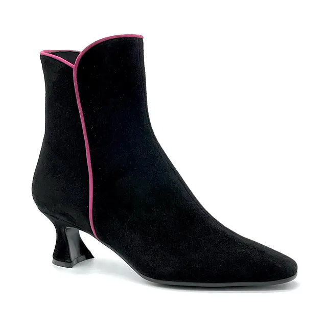 Elata 52516 bottine suède noir détail rose 5,5 cm