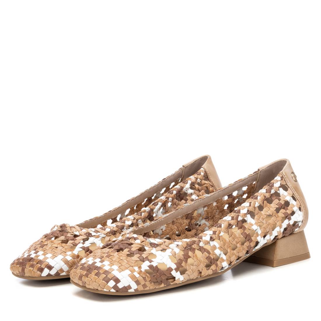 Carmela 16218605 ballerines cuir beige tressé bicolore