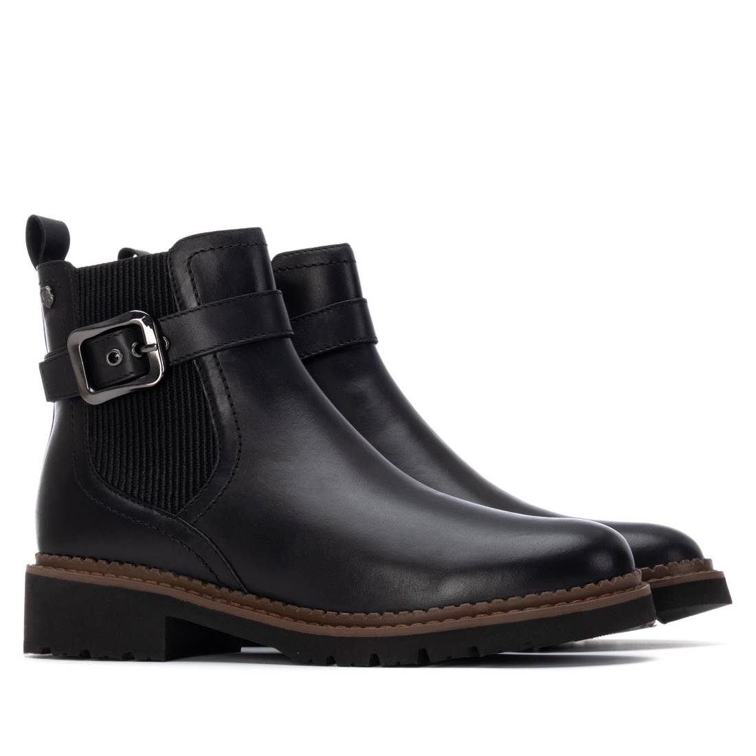 Carmela 16249102 bottine cuir noir plat femme