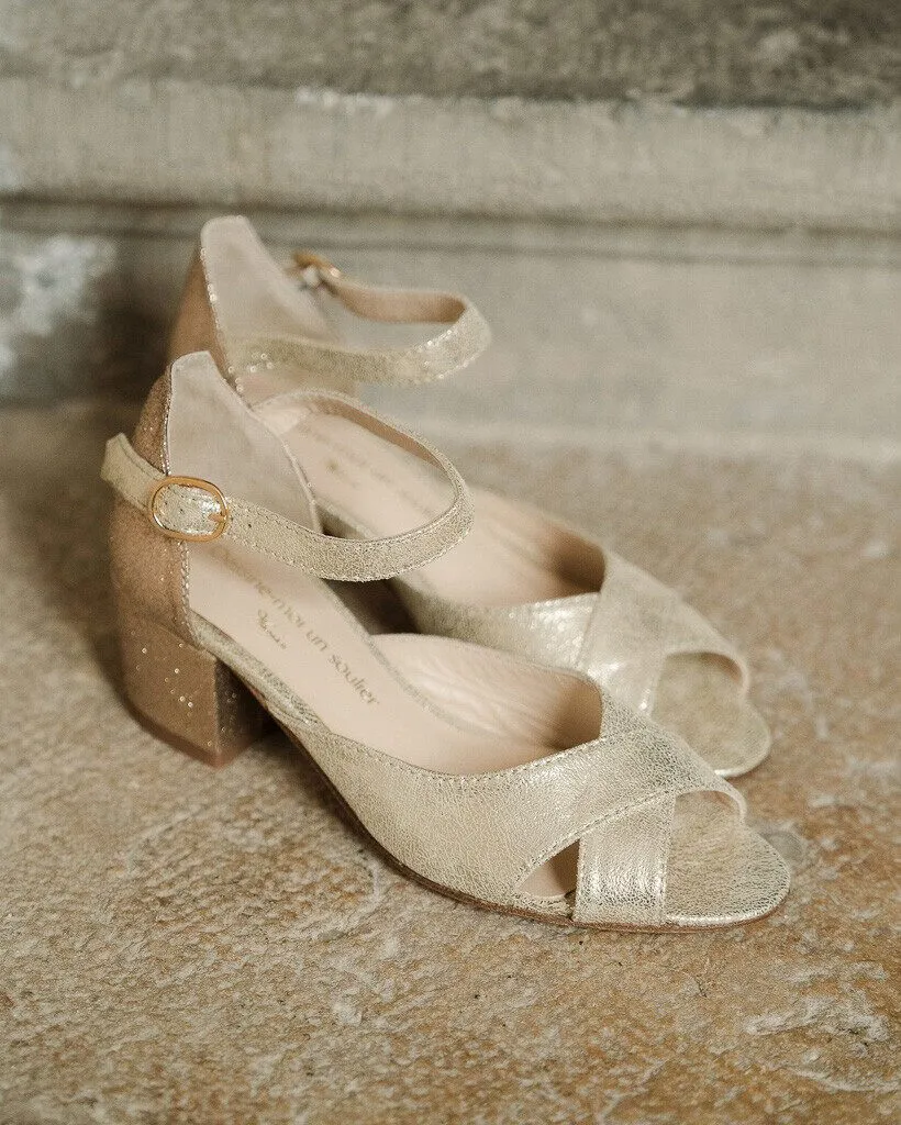 Dessine Moi Un Soulier Salomé Ouverte irisé champagne 35