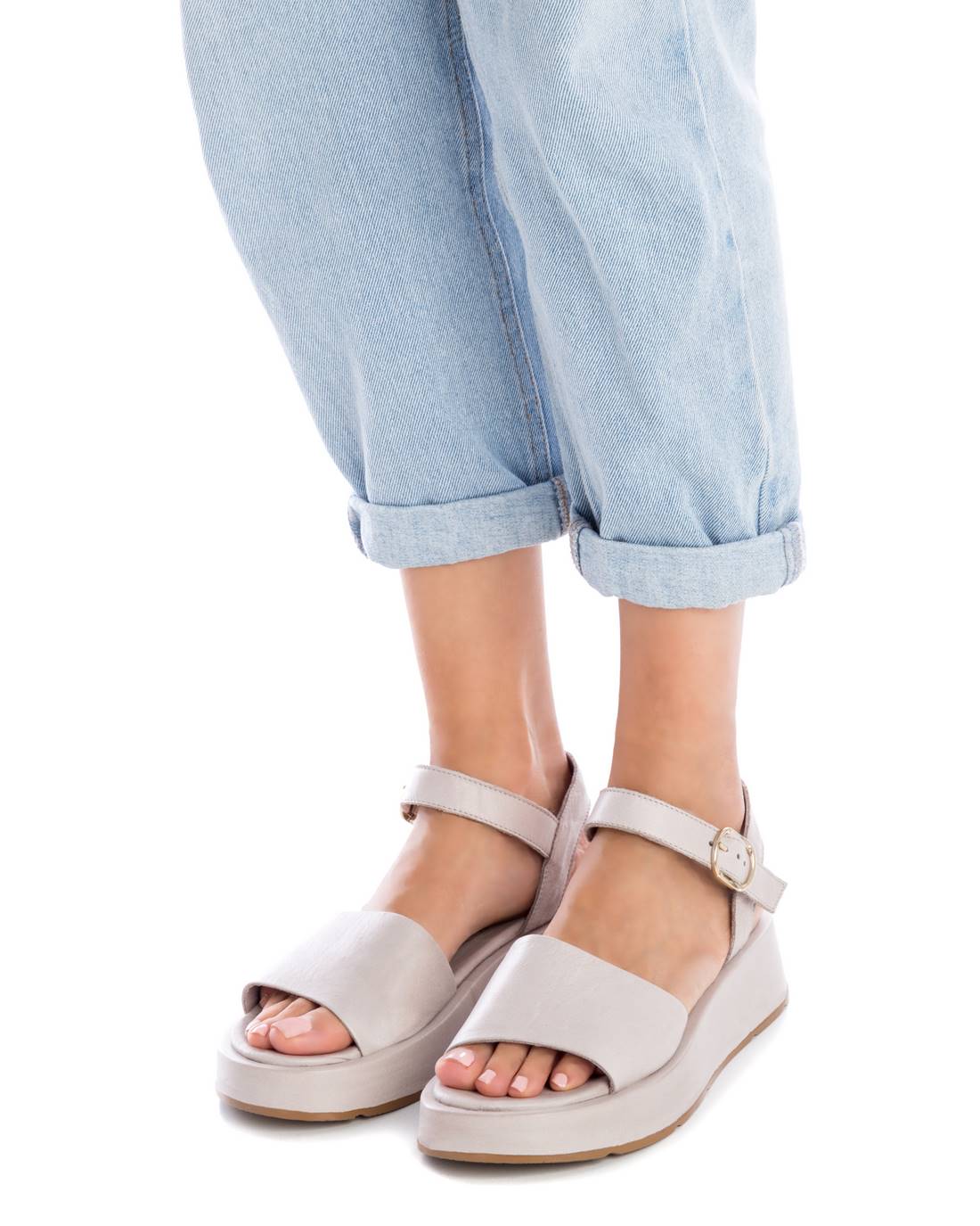 Carmela 16077502 sandales cuir blanc plateforme 4cm