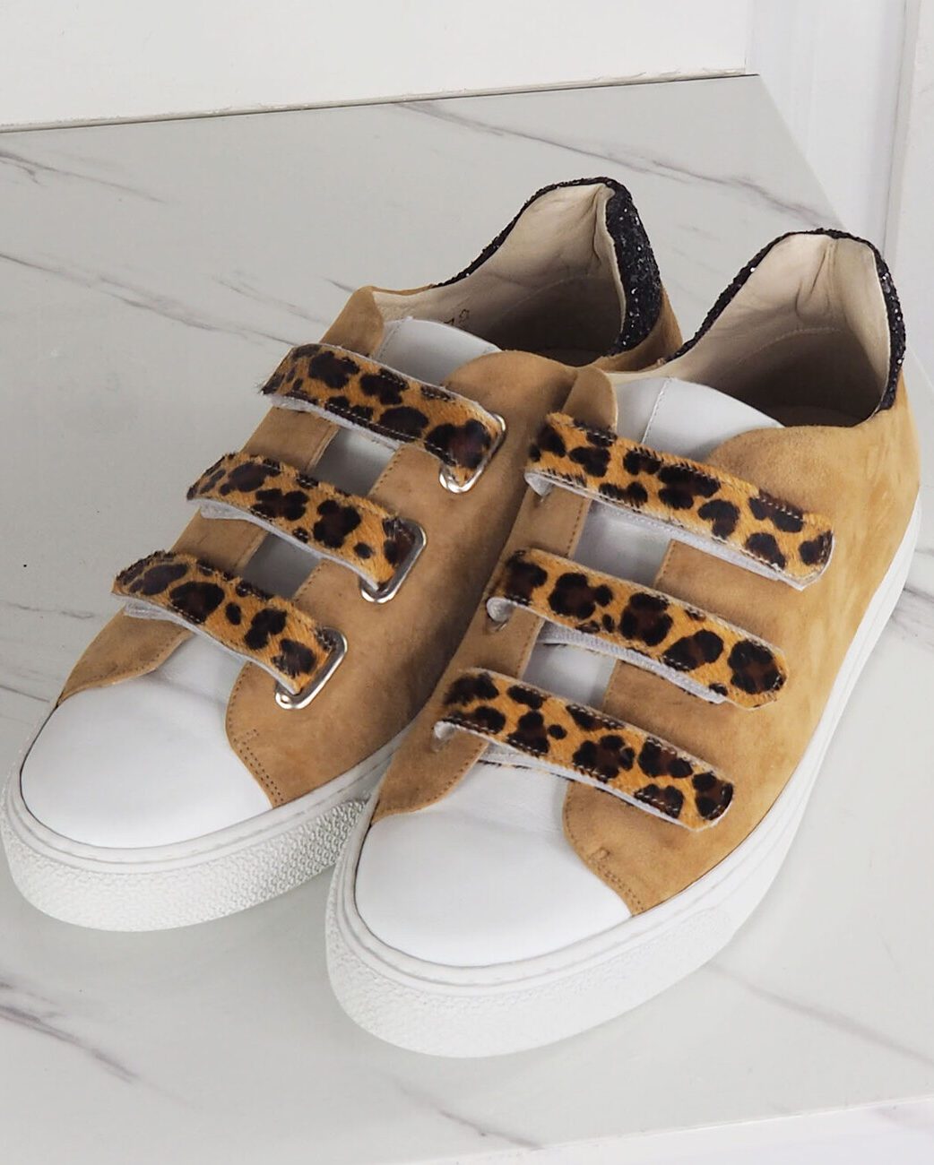 Dessine Moi Un Soulier Basket scratch velours camel léopard 45